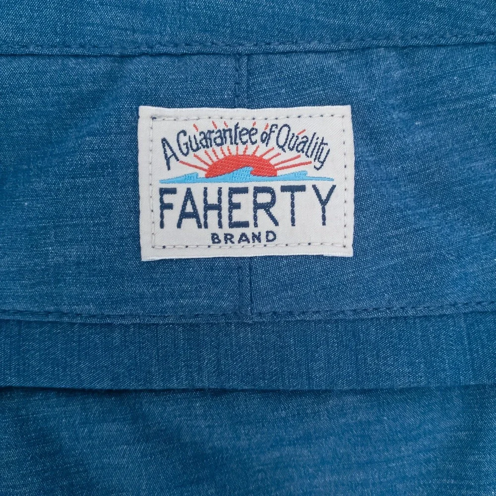 Faherty All Day Shorts Mens 32 Blue Hybrid Stretch Recycled MSC0012
